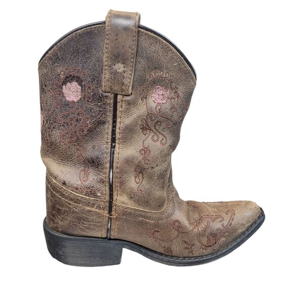 Smoky Mountain Leather Boots Cowboy Western Floral Pattern Kids Girls 11.5 R - Picture 6 of 11